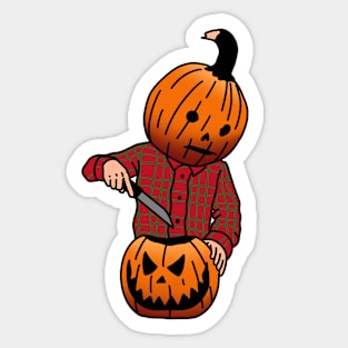 Pumpkin Boy Carving a Friend Sticker